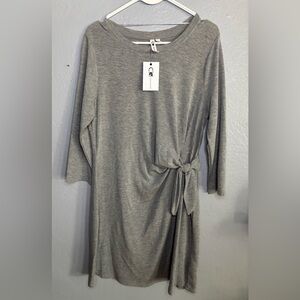 Cable & Gauge‎ Side Tie 3/4 Sleeves Dress Size XL Ruched tie neutral